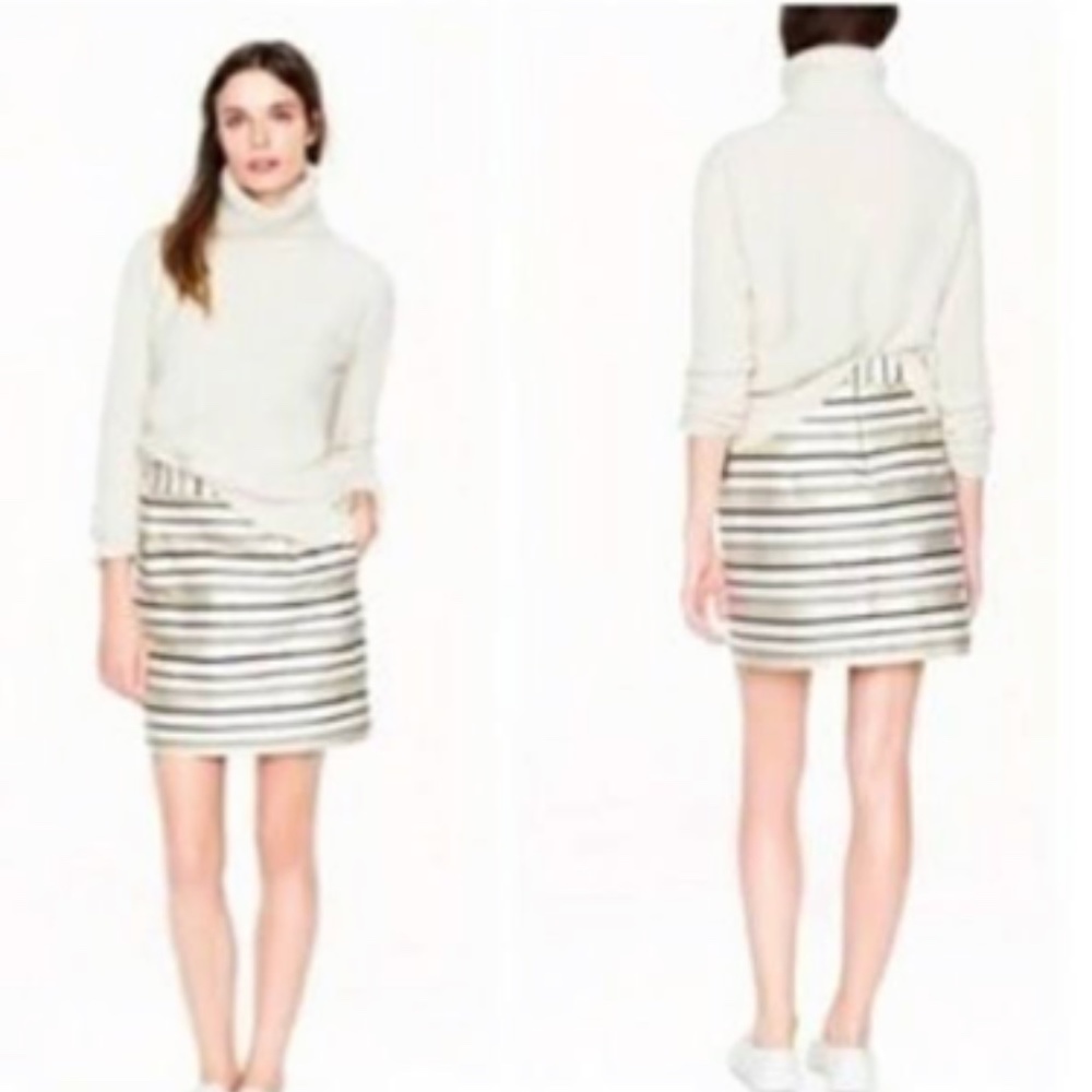 J. Crew Black and Gold Metallic Striped Skirt
